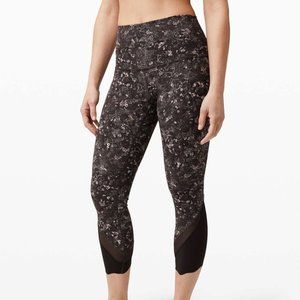 Lululemon Wunder Under Scalloped Hem High-Rise Crop 23" Black Multi Size 12 RARE